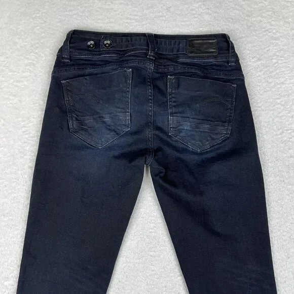 G Star Raw Jeans‎ Womens 28x30 Dark Blue Wash Midge Saddle Mid Straight Denim - Picture 6 of 16